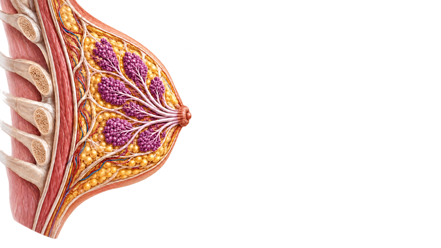 Anatomischer Querschnitt der weiblichen Brust