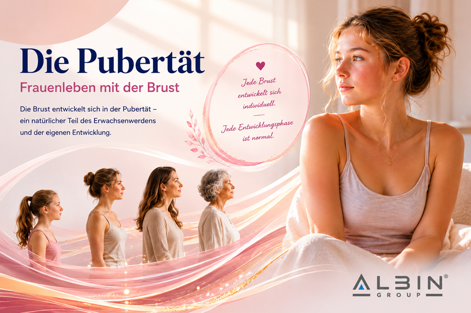 Tafel: Die Pubertät — Frauenleben mit der Brust, jede Brust entwickelt sich individuell