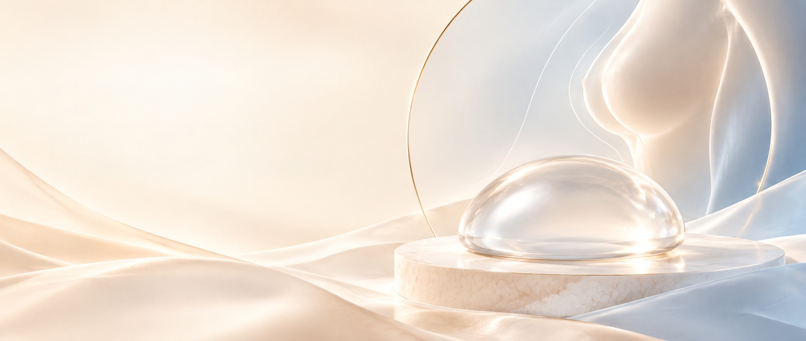 Anatomisch geformtes, mikrotexturiertes Brustimplantat LUNA XT von GC Aesthetics auf Seidenwellen