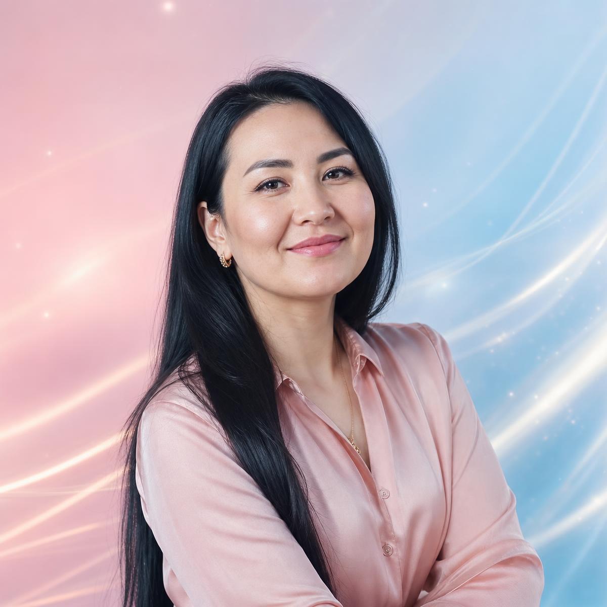 Frau im Pastell-Wave-Portrait — Kompressionsstufen