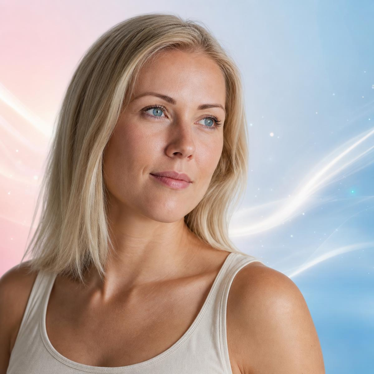 Frau im Pastell-Wave-Portrait — Warum Kompression