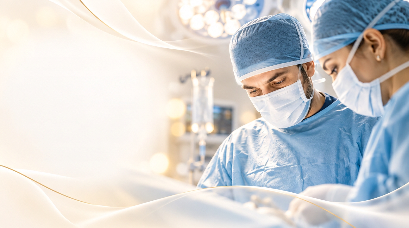 Operationsteam konzentriert bei der Arbeit unter OP-Leuchte