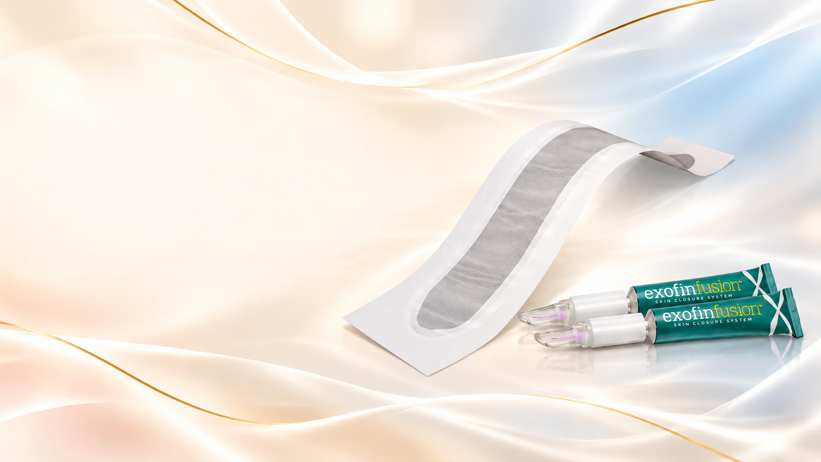 exofin fusion Wundverschluss-System mit flexiblem Mesh auf Seidenwellen
